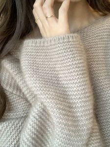 เสื้อสเวตเตอร์ขนกระรอกสไตล์วินเทจญี่ปุ่นฤดูใบไม้ร่วง/ฤดูหนาว ทรงหลวม ปกคอกลม แขนยาว เสื้อผ้าทำงานสไตล์เกาหลี