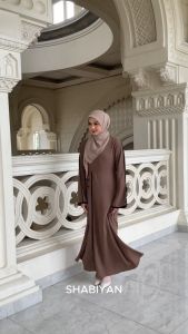 SHABIYAN 586 Dress Gamis Muslim Polos Kombinasi 2 Warna
