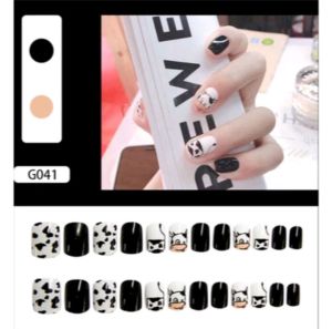 3D Manikur Kuku Tangan / 24 Pcs Kuku Tangan Plus Lem / Nail Art Kuku Palsu Cantik