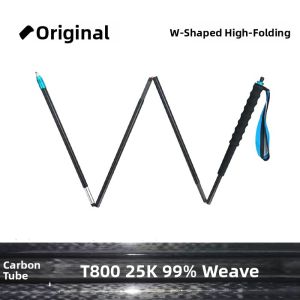 Ultra-Light Carbon Fiber Folding Hiking Cane Mountain Climbing Walking Stick Outdoor Trekking Staff with Carbon Tungsten Steel Tip