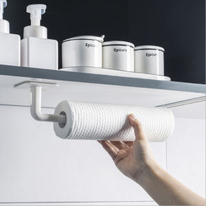 Kitchen Rack Multi-Functional Punch-Free Kitchen Wall Rack Roll Paper Plastic Wrap Storage Rack Wall Storage Hook