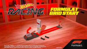 Hot Wheels Racing Formula 1 Grid Start Track Set & 2 Die-Cast F1 Cars in 1:64 Scale