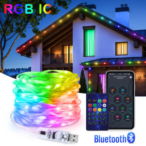 Christmas RGBIC LED String Lights Flex Colorful Multiple Modes Fairy lighting For Holiday Xmas Outdoor Garden Lawn Camping Decor