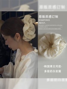 Large Size Multi-Layer Cotton Linen Hair Ties Womens Fashion Hair Accessories Dongda Gate Style White Milk Color Hair Bands