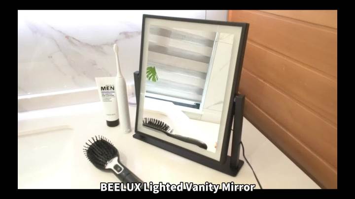 Makeup Mirror with Lights, Fashion Lighted Vanity Mirror with Dimmable Light, Smart Control, Adjustable Warm White/Natural/Daylight, Birthday Wedding Present, 360 ° Rotation (Black, 12 inch)