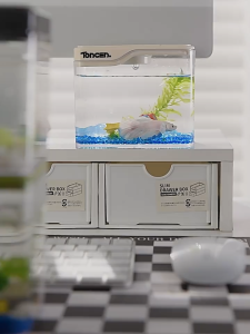 Mini Fish Tank Panoramic Aquarium Tank with LED Fish Breeding Box Desktop Decoration Fish Tank 鱼缸