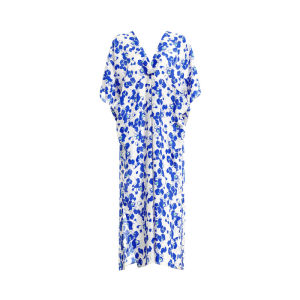 Designer Loose Simple Elegant Silky French Holiday Printed Dress
