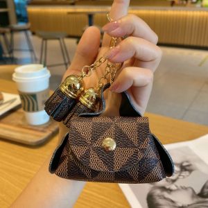 New Bluetooth Earphone Key Storage Wallet Small Coin Purse Compact Key Holder Bag for Women Geometric Pattern PU Leather