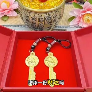 2025蛇年新款 钱到家 乾道嘉钥匙扣 风水 招财 FengShui 已開光 貔貅开金库 Snake Zodiac Pixiu Fortune Treasury Key Pendant Gold Key Chains Keychain