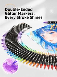 QITE | Flashing Dual Color Soft Tip Markers Washable Non-toxic No Bleeding