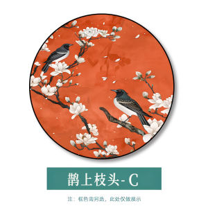 Red Background Wall Hanging Painting Flower And Bird Meaning New Chinese Style Decorative Art Modern Decorations Entrance