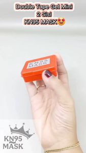 Sticker Double Tape KN95 MASK Gel 2 Sisi 1 Box Isi 60 Pcs Isolasi Bening / Sticker Transparan / Sticker Double Tape Gel Akrilik