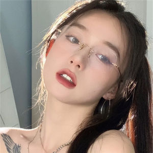 New Arrival Frameless Anti-Blue Light Glasses Female Jennie Minimalist Internet Celebrity Model Fashion Radiation Protection Glasses Myopia Glasses Rim Glasses Frame