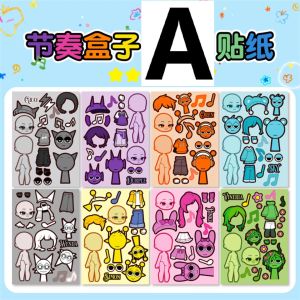 Sanrio | --8Sheets/Pack DIY Cartoon Gmae Puzzle Stickers Make a Face Cute Unicorn Cartoon Children Game Creative Assemble Jigsaw Toy Gift