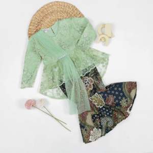 Setelan Baju Kebaya Anak Perempuan Brokat Rok Duyung Aurora Slayer Untuk Anak Usia 4 Sampai 13 Tahun Pakaian Tradisional Sekolah SD Dan SMP