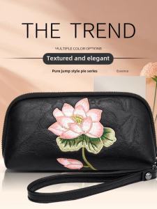 Fashionable Mini Casual Leather Handbag Womens Clutch Bag National Style Handheld Mobile Phone Wallet Soft Cowhide Purse