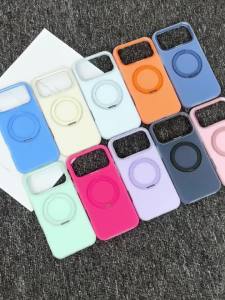 szhaiyu | Ins Jelly Liquid Silicone Magnetic Matte Case For iPhone 18 17 16 15 14 13 12 Pro Max With 360°Ring Holder Candy Color Cover