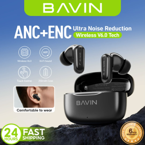 BAVIN BA108 Hi-Res Audio Wireless Bluetooth 6.0 Earbuds w/ ANC + ENC Long Battery Life | Ultra Noise Reduction