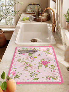 Nordic Sweet Pink Sihea Clay Kitchen Countertop Absorbent Drainage Mat Dining Table Heat Resistant Waterproof Protecting Mat
