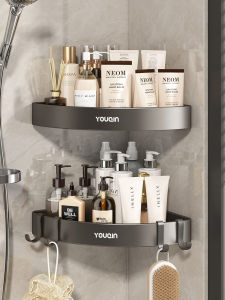 Stainless Steel Bathroom Storage Rack Wall Mounted Toilet Triangle Basket No Drilling Required Bathroom Organizer Shelf