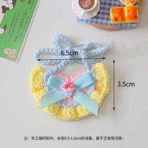 Pet saliva towel for kittens cartoon cute cat knitted collar dog bib saliva towel with adjustable elasticity