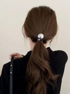 ยางรัดผมทรงกลมเงาสะท้อนแสงสีเงินขนาดใหญ่สำหรับผู้หญิง ยางรัดผมยืดหยุ่นสูง ไม่ทำลายผม ยางรัดผมหางม้าต่ำ