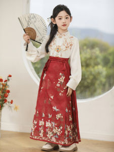 New Chinese Style Girls Cheongsam Set Summer Ancient Ming Dynasty Childrens Small Girl Horse Tailed Skirt Hanfu Spring Summer
