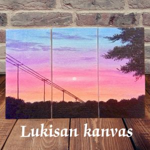 Lukisan Kanvas Hiasan Dinding Dekorasi Ruang Tamu dan Rumah Motif Pemandangan Senja 3in1