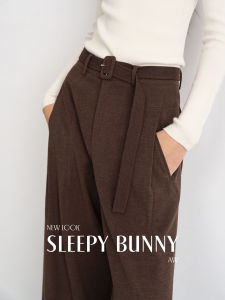 Retro High Waist Fleece Loose Straight Trousers