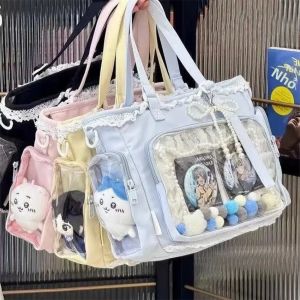 Túi Đeo Chéo Phong Cách Nhật Bản Dễ Thương Kiểu Anime Dành Cho Các Cô Gái JK Ngọt Ngào Chất Liệu Nylon Mềm Mại Có Lớp Lót Khóa Kéo.