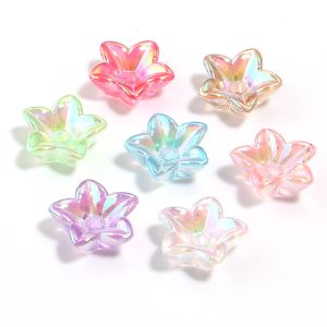 50pcs/lot Color Plating Petal Acrylic Beads Flower Loose Spacer Beads For Jewelry Making DIY Necklace Bracelet Accessories