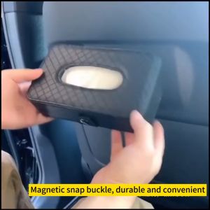 Powerlong Car Tissue Storage Box Holder PU Leather Case Napkin Paper Container for Sun Visor Car Interior Accessories