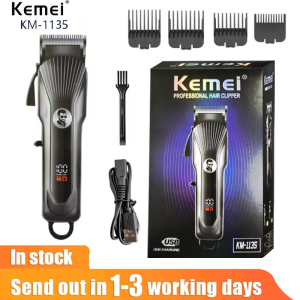 Kemei ชุดปัตตาเลี่ยนตัดผมไฟฟ้าไร้สายสำหรับผู้ชายปัตตาเลี่ยนชาร์จได้สำหรับมืออาชีพ