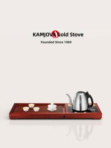 Kamjove | Khay Trà Gỗ Nguyên Khối Cho Không Gian Nhỏ Tại Nhà với Ấm Đun Tự Động