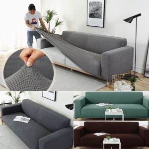 Waterproof Sofa Cover 1/2/3/4 Sweater Plain Color Sofa Seat Cover Stretchable All-inclusive Furniture Protector