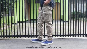 Celana Cargo Polos Panjang Pria Bahan Melar (stretch)