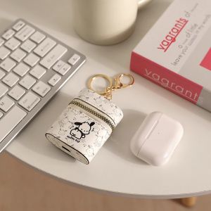 Portable Cartoon Pachat Dog Earphone Bag Hanging Ornament Mini Makeup Bag Keychain Lipstick Bucket Mouth Red PU Leather Storage
