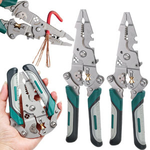 Foldable Wire Stripper / 12-in-1 Stainless Steel Electrician Pliers / Wire Stripping Splitting Winding Pressing and Cutting Pliers Hand Tool