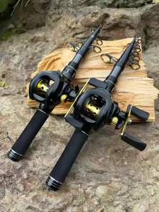 GHOTDA | 1.5-2.4m PortableTelescopic Fishing Rod Combo Super Hard Carbon Travel Pole and 7.2:1 Gear Ratio Max Drag 8KG for All Waters
