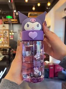 500Ml Kawaii Sanrio Búp Bê Trong Suốt Bình Nước Hoạt Hình Hello Kitty Kuromi Cinnamoroll Giai Điệu Cốc Quà Tặng Cho Bé Gái ACG Trang Trí