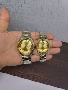 JAM TANGAN RANTAI TANGGAL CUOPLE COMBINASI GOLD WATER RESISTANT