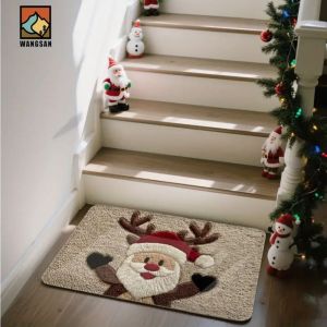 VIKAMA Giáng Sinh Thảm Chào Mừng Ông Già Noel Trang Trí Ngoài Trời Thảm Cửa Chống Trơn Trượt Chống Phai Màu Polyester Thảm Trải Sàn Cầu Thang Để Trang Trí Nhà Cửa