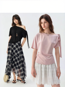 DUSHU | Plus Size Asymmetric Off Shoulder T-Shirt