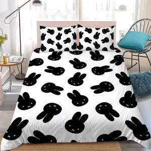 Miffy | M-Miffy Kawaii Duvet Cover Set Home Style Bedding Soft Laundry Cotton Bed 3 Piece Set Student Dormitory Gift