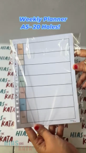 Weekly Planner Aesthetic Agenda Mingguan Loose Leaf Binder A5 20 Lubang