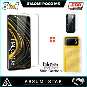 PROMO PAKET 3 IN 1 TEMPERED GLASS ANTI BLUE LIGHT XIAOMI POCO M3 2020 ANTI GORES KACA ANTI RADIASI + SKIN CARBON + SKIN CAMERA
