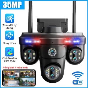 Camera IP PTZ Không Dây Ngoài Trời Chống Nước 7 Ống Kính 4 Màn Hình 35MP 4K Với Zoom 10X Tự Động Theo Dõi Camera An Ninh CCTV