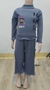 Setelan Anak Cewe Labubu Pita Baju Anak Cewek Korea Celana Cargo Bahan Spandek Rib Premium