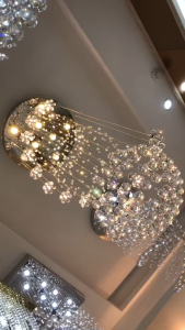 【Warranty】Modern LED three-color indoor lighting kitchen lamp building long-line chandelier villa hotel Europerman-style spiral staiurcase lamp