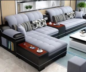 Sofa Ruang Tamu Modern 2024 Satu Set Dengan Meja HPL Dan kursi Kotak Kecil